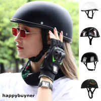 Happybuyner Kalline หมวกกันน็อครถจักรยานยนต์หมวกกันน็อคครึ่งใบสไตล์เยอรมันย้อนยุค Chopper Cruiser