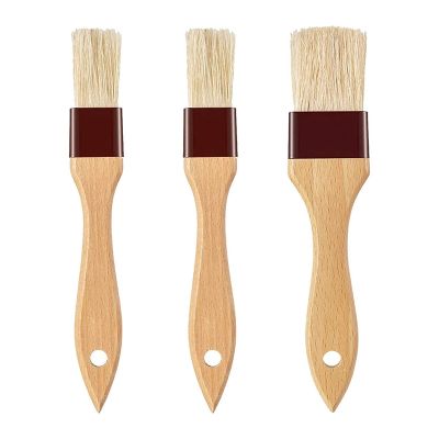 3Pcs Oil Brush for Cooking,Basting Brush-Pastry Brush,Bristles BBQ Brushes for Grill,Beech Wooden Handle Food Brush