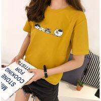 Korean Women kitten print casual short sleeved T-shirt