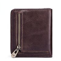 ZZOOI Genuine Leather Men Wallet Brand Short Design Male Zipper Coin Purse Card Holder Thin Slim Wallets for Man Clutch Carteras