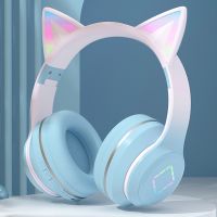 Cat Ear Bluetooth Headphones Wireless Music Colorful LED Light Gaming Headset Noise Cancelling Earphone Children Christmas Gifts Over The Ear Headphon