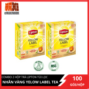 HCMCOMBO 2 hộp trà Lipton Túi lọc nhãn vàng Yelow Label Tea 100 gói hộpX2