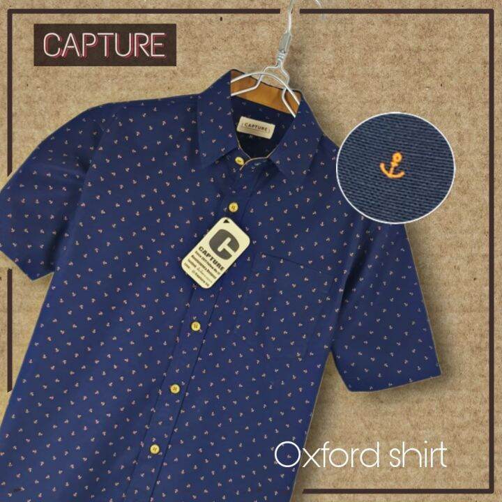 capture-shirt-เสื้อเชิ้ตผู้ชาย-แขนสั้น-คอปก-ผ้า-oxford-ลายสมอ-มีถึงอก-48-นิ้ว