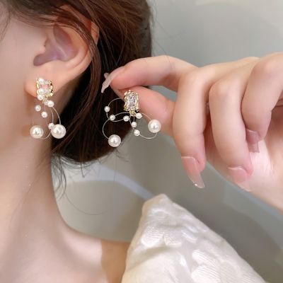925 Silver Needle New Trend Korean Style Silver Color Simple Pearl Ear Clasp Hoop Earrings For Women Fine Elegance Jewelry Gifts
