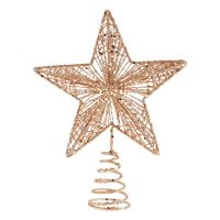 Christmas Tree Topper Iron Art Ornament Tree Star for Christmas Christmas treetop star navidad decoration noel(Rose Gold)