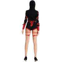 Qxkj Womens Halloween Suit Wholesale Cosplay Japan Ninja Samurai Matching Sets Female Patchwork Playsuits Anime Clothing Y2K 662