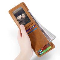 Genuine Leather Wallet Card Holder for Men Women Minimalism Credit Card ID Badge Holder Cover RFID Blocking Mini Wallet