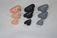 30pcslot--new 18x12mm 16x26mm 20x30mm gray black flesh color plastic safety animal toy noses with washer for diy doll findings