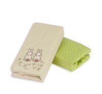 toTs - 140103 Rabbits Sateen Fitted sheet Green - 2pp ผ้าปูเตียงเด็ก 2 ชิ้น ลายกระต่าย