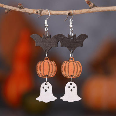 Birthday Gift Wood Earrings Bat Earrings Holiday Gift Halloween Earrings Witch Earrings Pumpkin Earrings