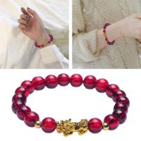 Red Garnet Pixiu Bracelet 8MM Vietnam Sand Gold Wine Bracelet Red Q0A4