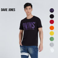 COD  DAVIE JONES เสื้อยืดพิมพ์ลายโลโก้ สีขาว สีเทา สีดำ สีแดง สีเขียว Logo Print T-Shirt LG0018WH RE BK TD GR 25YE 26OR 26BK