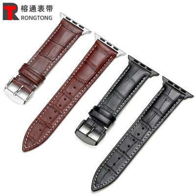 【Hot Sale】 Suitable for apple watch strap 8/SE/7/6/5 top layer cowhide crocodile pin buckle