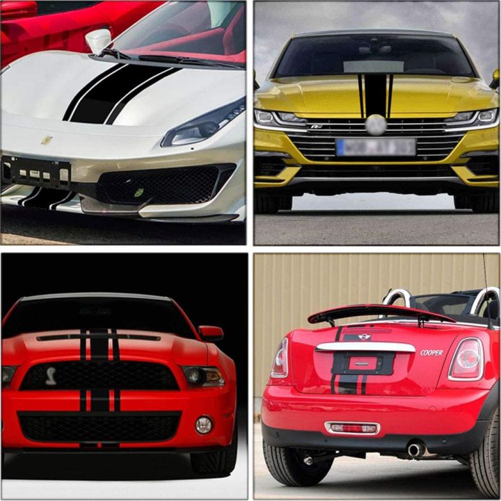 สติกเกอร์ตกแต่งสำหรับรถยนต์-สีดำ-leasinder-49-x-8-7-car-hood-stripe-sticker-auto-racing-stripes-body-side-decal-hood-stripe-decal-vinyl-stripe-sticker-decoration-for-car-vehicles-a-black