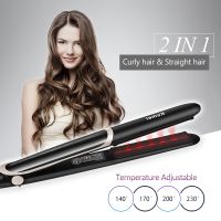 ♚№ Kemei 2 In 1 Infrared Hair Straightener Curler Professional Tourmaline Ceramic Flat Iron Hair Curling Hot Wand Styling Tools