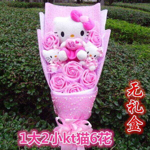 ช่อดอกไม้-topi-wisuda-sanrio-hello-kitty-ตุ๊กตาหมวกรับปริญญา-boneka-mainan-น่ารักช่อโฟมดอกกุหลาบของขวัญสำเร็จการศึกษา