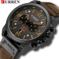 CURREN 8314สายหนังควอตซ์กันน้ำแนวทหาร,นาฬิกาสำหรับผู้ชายนาฬิกาสำหรับผู้ชายบุรุษลำลองแฟชั่นสำหรับเล่นกีฬา