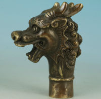 Copper ss CHINESE crafts decoration Asian Chinese Old ss Hand Carved Dragon Statue Walking Stick Head