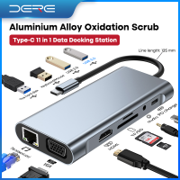 jianzhifen DERE USB Type-C แท่นวางคอมพิวเตอร์ HDMI จอวีจีเอคู่ USB 3.0ฮับต่อพ่วง Dock สำหรับ HP DELL XPS พื้นผิว Lenovo ThinkPad