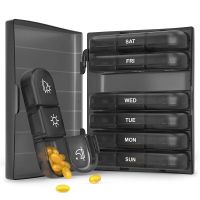 【LZ】 Fashion 21-Compartment Medicine Box Black Pill Box Portable Pill Case Seven Days A Week Pillbox