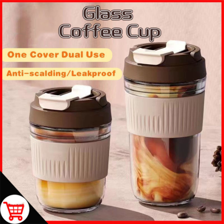 Glass Cups With Lids And Straws Portable Glass Tumbler With Lid