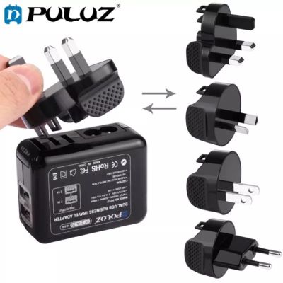 PULUZ Battery Charger Set For GoPro / Phone - 2 Ports USB 5V (2.1A+2.1A) Charger + Removable UK+EU+US+AU Plug Travel Power Adapter