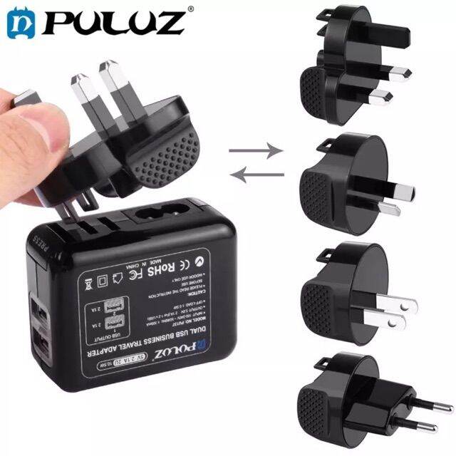 puluz-battery-charger-set-for-gopro-phone-2-ports-usb-5v-2-1a-2-1a-charger-removable-uk-eu-us-au-plug-travel-power-adapter