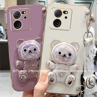 Phone Case เคส Xiaomi 13T Pro Redmi Note 12 Pro + 4G 5G Redmi Note 12S 12C A2 A1 + ลูกปัดหลากสีน่ารักหมีที่วางโทรศัพท์ไฟฟ้าโทรศัพท์สายคล้องแบบมีเคสปกป้องเลนส์ด้วยไฟฟ้าฝาครอบแบบนิ่ม