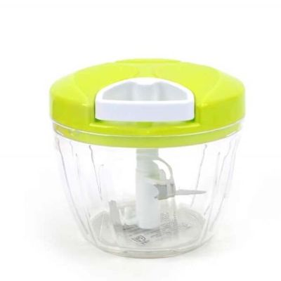 [Dreamsite] 3-Bladed Manual Vegetable Chopper Grinder Blender Hand Blender (Green color, 12.5x9.5cm), Easy to clean, Manual Food Processor, Handy size