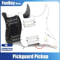 ชุดประกอบ Humbucker Pickup HH Pickguard แบบมีสายที่โหลดอุปกรณ์เสริมกีต้าร์สีขาว/ดำ