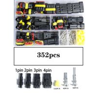 352pcs HID Waterproof Connector 1/2/3/4 Pins 26 Sets Car Electrical Wire Connectors Male Female Plug Truck Housing Connector Kit