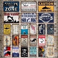 Shark Metal Sign Shark Warning Caution Shark Zone Metal Poster Vintage Decorative Tin Sign Plate Plaque Aquarium Home Wall Decor，Contact the seller, free customization