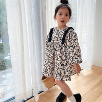 2022 Spring New Children Clothing Sweet Floral Dress Toddler Girl Long-Sleeved Brushed Long-Sleeved Princess Dress