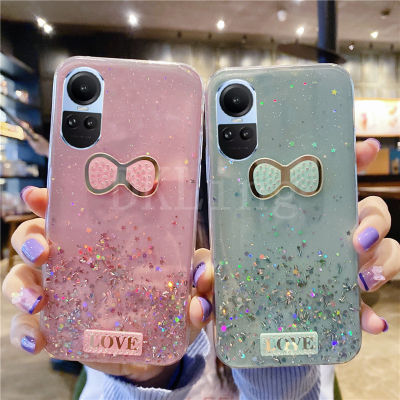 ขายดีเคสโทรศัพท์ใหม่สำหรับ Oppo Reno 10 5G เคส OPPO Reno 10 / 10 Pro / 10 Pro + ลายดาวใสใสแวววาวแบบน่ารักฝาหลังโบว์แวววาวการ์ตูนน่ารัก RENO 10Pro Plus 5G