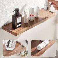 20-50cm Walnut Wood Corner Storage Rack Bathroom Shelf Home Organization and Storage Rectangle Shelves Bathroom Accessories