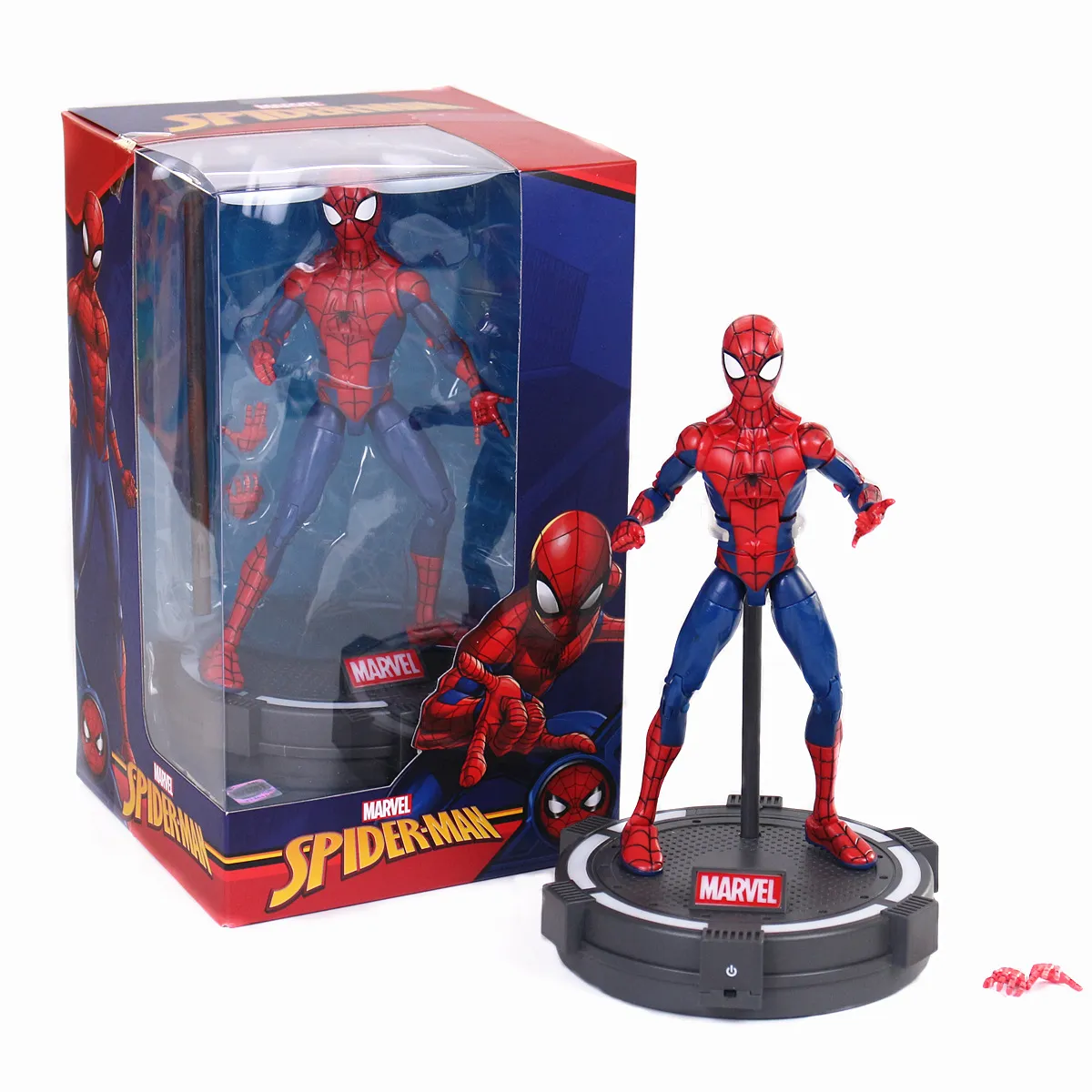 Chính hãng Marvel Avengers Iron Man Captain America Black Panther Spider-Man  Captain Marvel Puppet Đồ chơi với hộp quà đế nền phát sáng 