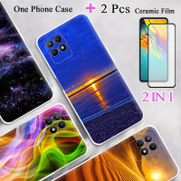 2 IN 1สำหรับ Realme เคส8i เคสโทรศัพท์ซิลิโคนพร้อมปกป้องหน้าจอเซรามิกกระจกแบบเทมเปอร์โค้ง