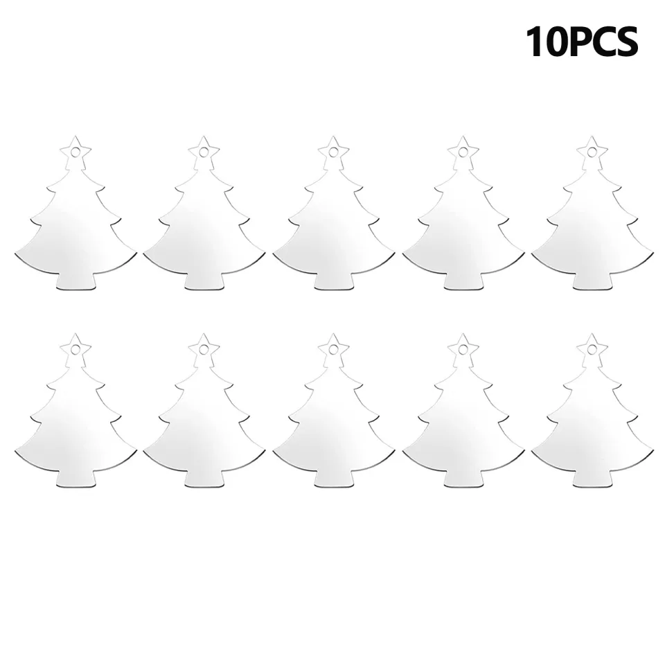 40pcs Acrylic Christmas Ornament Xmas Acrylic Ornament DIY Blank Christmas  Tree Decoration with Red Ribbon for Christmas Tree