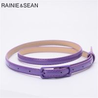 RAINIE SEAN Thin Leather Women Belt Pin Buckle Belt For Dresses Ladies Purple Ladies Fashion Belt Female Strap Belts