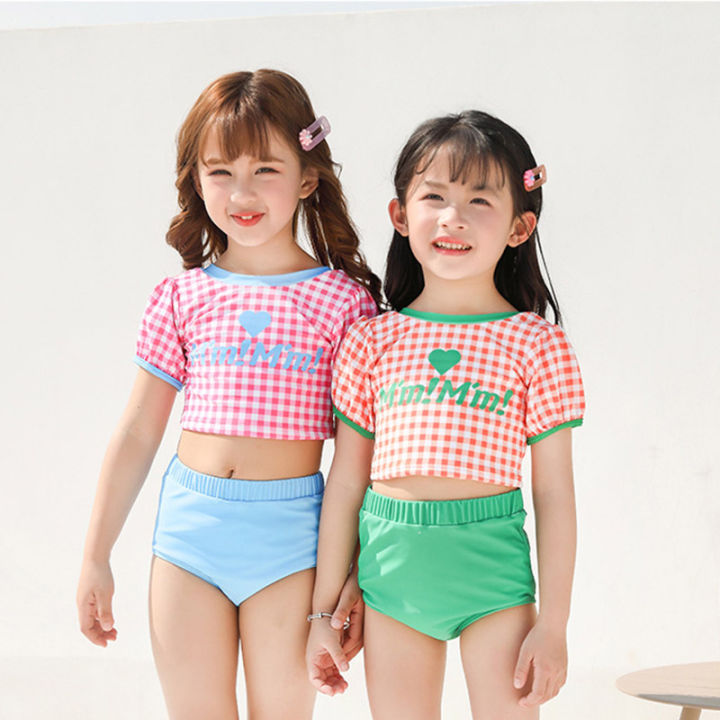 yadou-new-childrens-swimsuit-plaid-girls-two-piece-swimsuit-baby-swimsuit
