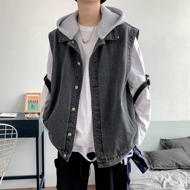 Jean vest outlet sweatshirt