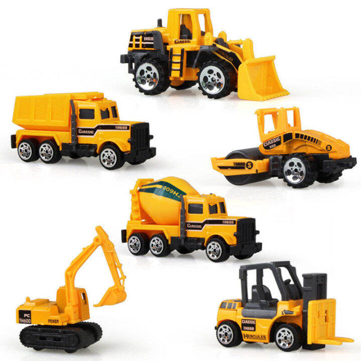 6 Pieces Alloy Mini Construction Vehicles Trucks Set Toys Best Gift for ...