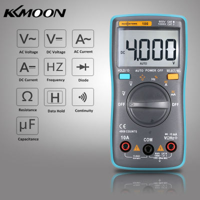 KKmoon Richmeter RM100 True RMS มัลติมิเตอร์,มัลติมิเตอร์ดิจิตอลจอ LCD DMM DC AC ความต้านทานกระแสแรงดันไฟฟ้าไดโอดต่อเนื่องเครื่องทดสอบควา มิเตอร์วัดไฟ