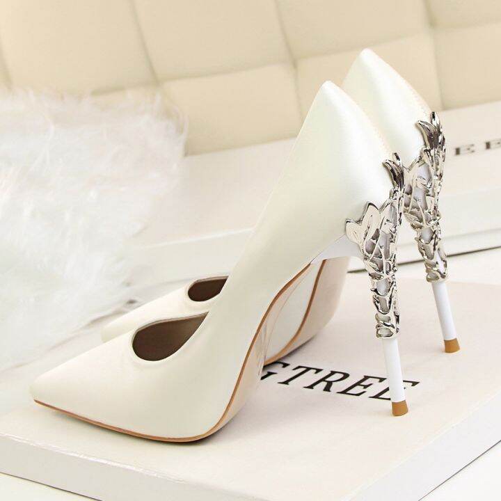 bigtree-metal-carved-wedding-bridal-high-heels-solid-silk-shoes-pointed-toe-shallow-women-pumps-ladies-elegant-high-heels-10cm