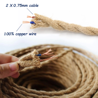 2 Core Vintage Electrical Wire Hemp Rope Wire Twisted Cable Braided Flexible Retro Pendant Light Edison Bulb Lamp Cord