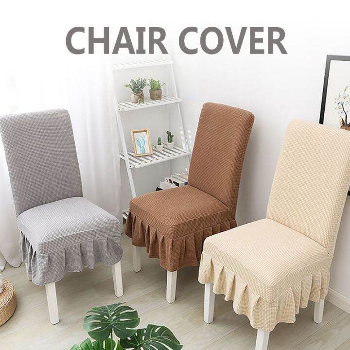 [COD] Skirt Chair Cover Modern Elastic Dining Seat Cover Washable Home