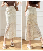 2023 spring and summer new fashion Korean style sequin back slit mid-length sparkling skirt slimming fairy skirt