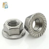 【Best value for money】 50Pcs DIN6923 M3 M4 M5 M6 M8 304สแตนเลส Hexagon Flange Nuts Slip ล็อค Lock Nut HW015