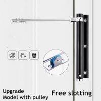 ☊ KK FING Large Simple Spring Automatic Door Closer Aluminum Alloy Closer Hinge Black Household Lightweight Door Closer Adjustable