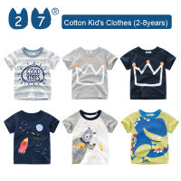 27Kids Store เสื้อยืดแขนสั้นของเด็กเสื้อยืดเด็กหญิงเด็กชายสำหรับเด็กทารก (1Y-8Y) 2023สำหรับเด็กผู้ชายฤดูร้อน